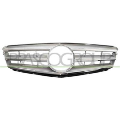 ME0292010_1.JPG Griglia Radiatore Cromata /argento Lucido Senza Porta Emblema Per Mercedes C Class (w204/s204) Dal 2007 Al 2010