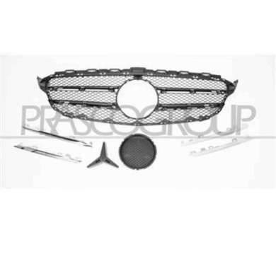 ME4422000_1.JPG Griglia Radiatore Nera Con Modanatura Argento E Profili Cromati Con Supporto Emblema Per Mercedes C Class (w205/
