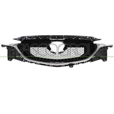 MZ7062021_2.JPG Griglia Radiatore Nera Con Modanatura Cromata Con Foro Telecamera Per Mazda Cx5 (kf) Dal 2017 Al 2021