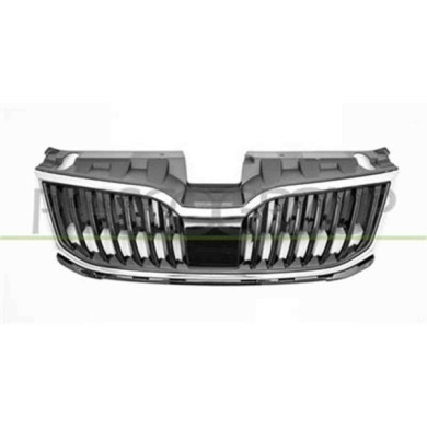 SK0322010_1.JPG Griglia Radiatore Nera Lucida Con Modanatura Cromata Per Skoda Octavia Dal 2017 Al 2020