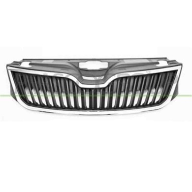 SK3502001_1.JPG Griglia Radiatore Nera Con Cornice Cromata Per Skoda Rapid Dal 2012 Al 2016