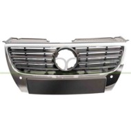 Griglia Radiatore Con Modanature Nere E Fori Pdc Diam. Logo 150mm Per Volkswagen Passat B6 Dal 2005 Al 2010