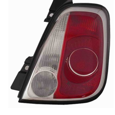 000589_AUTO.JPG Gruppo Ottico Posteriore Bianco-rosso Bordo Nero Per Fiat 500 Lato Sinistro Dal 2007/07 Al 2015/05