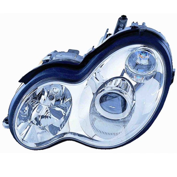 000219_AUTO.JPG Kit Proiettore H7/h7 Lenticolare Cromato Per Mercedes Classe C W203 Dal 2000/05 Al 2002/12