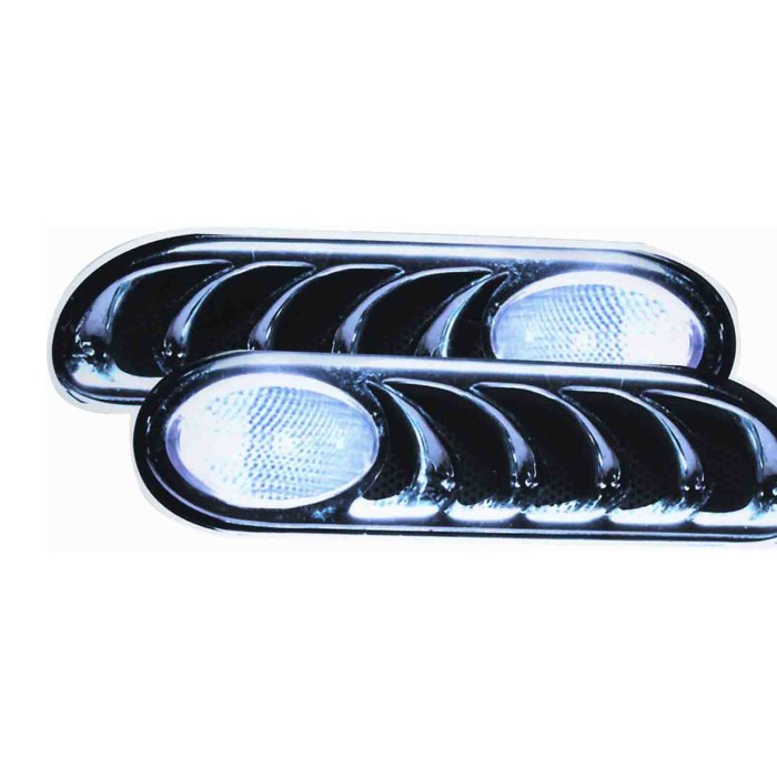 000245_AUTO.JPG Kit Fanale Laterale Bianco Griglia Cromata Per Mini Dal 2001/09 Al 2004/08