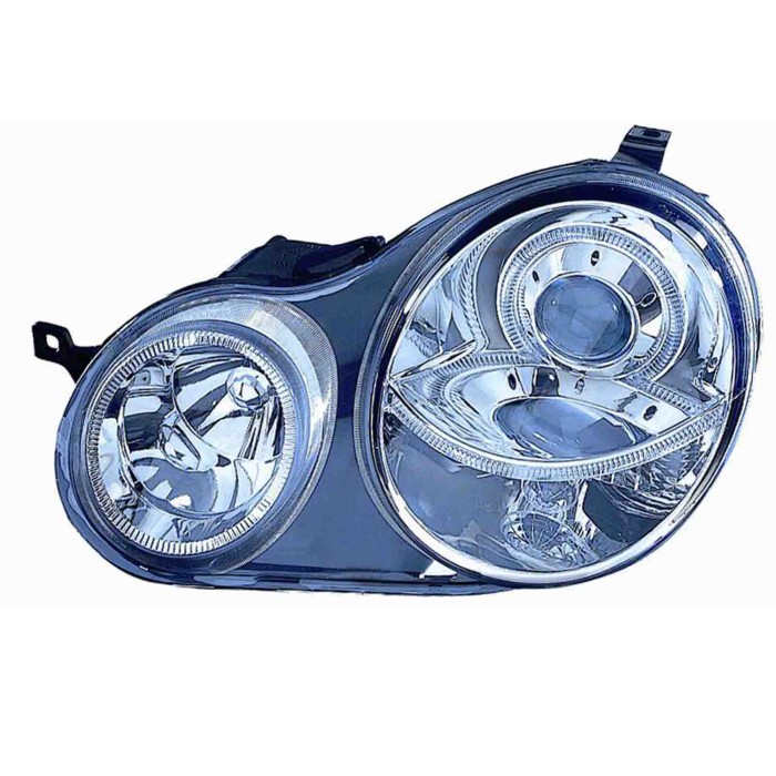 000447_AUTO.JPG Kit Proiettore Con Lenticolare Cromato Per Volkswagen Polo Dal 2001/10 Al 2005/04