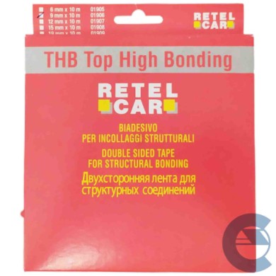 Retel Car Thb High Bonding 01906 9mm Biadesivo Incollaggi Strutturali