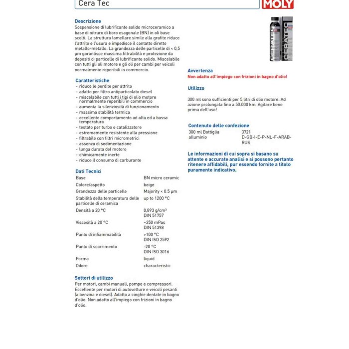 3721_3.jpg Liqui Moly 3721 Ceratec Antiusura Ceramico Per Motori E Cambi Manuali Kit 4 Pezzi X 300 Ml
