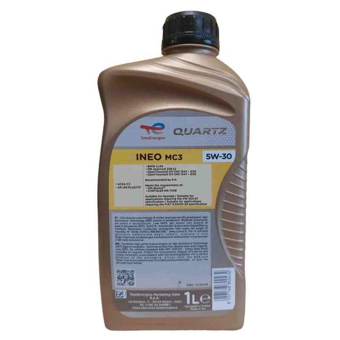 LOGO SMIRAGLIA INSERZIONE.jpg Total Quartz Ineo Mc3 5w-30 Olio Motore Progettato Per Alte Prestazioni Kit 5 Litri