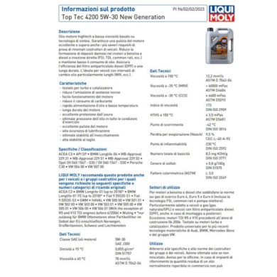 8972_4-LITRI.jpg Liqui Moly 8972 Top Tec 4200 5w30 4 Litri Olio Motore Benzina E Diesel