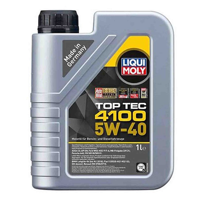 9510_3.jpg Liqui Moly Top Tec 4100 5w40 2 Litri 9510 Olio Motore Benzina E Diesel