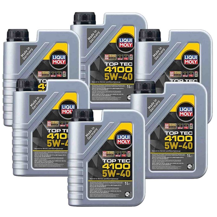 9510_4.jpg Liqui Moly Top Tec 4100 5w40 6 Litri 9510 Olio Motore Benzina E Diesel