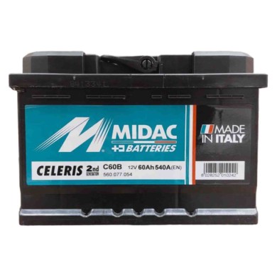 MID_CEL_60_2.jpg Midac C60b Batteria Avviamento Auto 12v 60 Ah Spunto Maggiorato 540a. Misure: 242 X 175 X 175. Prodotto Di Alti