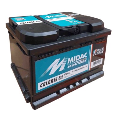 MID_CEL_60_3.jpg Midac C60b Batteria Avviamento Auto 12v 60 Ah Spunto Maggiorato 540a. Misure: 242 X 175 X 175. Prodotto Di Alti