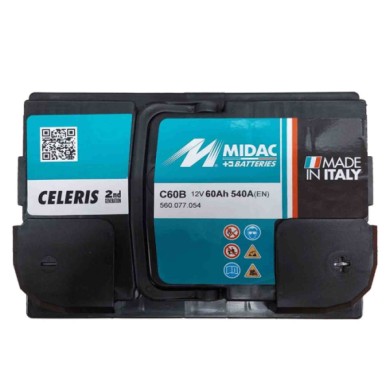 LOGO SMIRAGLIA INSERZIONE.jpg Midac C60b Batteria Avviamento Auto 12v 60 Ah Spunto Maggiorato 540a. Misure: 242 X 175 X 175. Pro