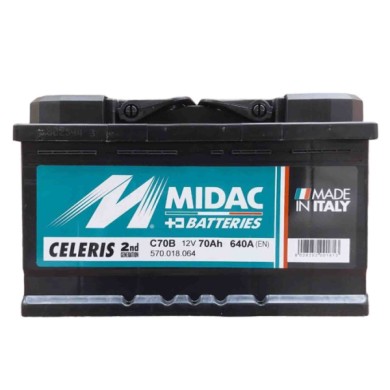MID_CEL_70_2.jpg Midac C70b Batteria Avviamento Auto 12v 70 Ah Spunto Maggiorato 640a. Misure: 275 X 175 X 175. Prodotto Di Alti