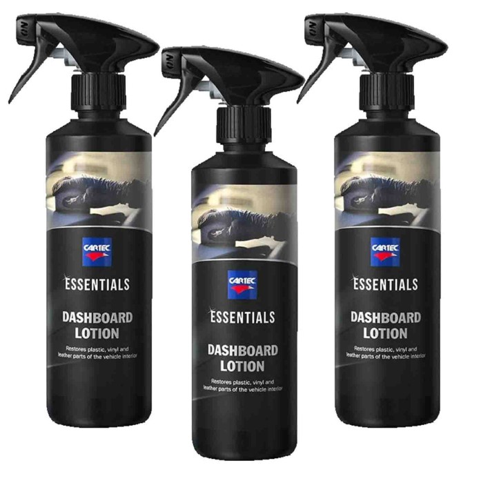 dash_2.jpg Cartec Ravvivante Plastiche Interne Auto Protegge E Nutre Pelle Vinile E Cruscotto Essentials Dashboard Lotion 3 Pz X