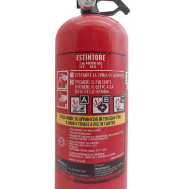 CONFORMITA'_ESTINTORE.jpg Estintore 2 Kg Categoria Abc Omologato Supporto Da Parete Kit 4 Pezzi