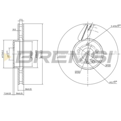 DISCO_FRENO.jpg Disco Freno Anteriore Sinistro 92266225 Bmw 5 Gran Turismo 7 Ventilato