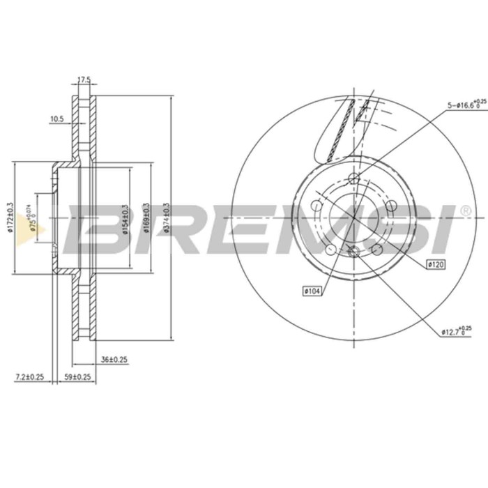 DISCO_FRENO.jpg Disco Freno Anteriore Sinistro 92266225 Bmw 5 Gran Turismo 7 Ventilato