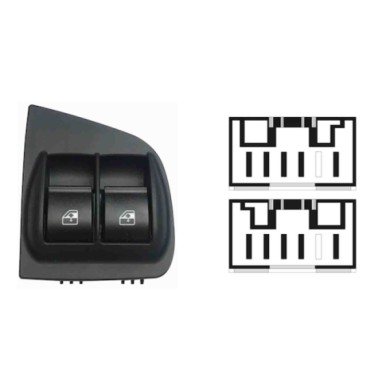 SFT105.JPG Pulsantiera Alzacristalli Porta Anteriore Sx 2 Interruttori 10 Pin Fiat Doblo' Dal 06/2006 Al 10/2009