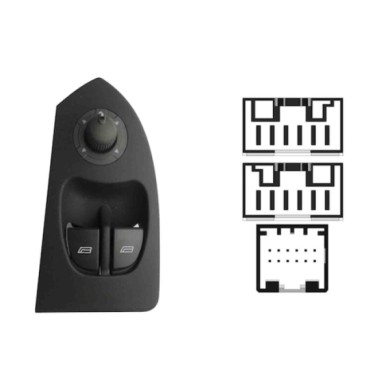 SFT110.JPG Pulsantiera Alzacristalli Porta Anteriore Sx Retrovisori Elettrici 2 Interruttori 24 Pin Citroen Jumper Dal 05/2002 A