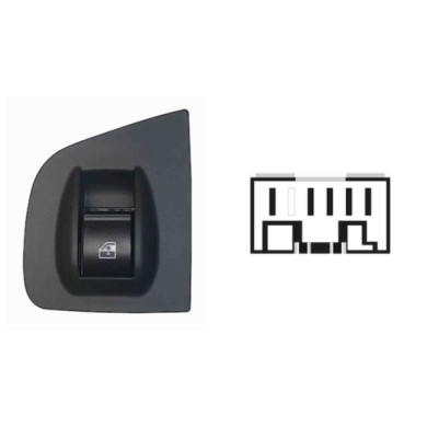 SFT111.JPG Pulsantiera Alzacristalli Porta Anteriore Dx 1 Interruttore 5 Pin Fiat Doblo' Dal 06/2006 Al 10/2009