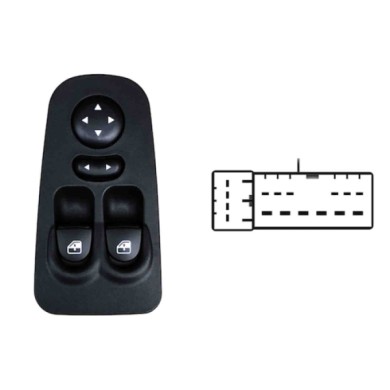SLN101.JPG Pulsantiera Alzacristalli Porta Anteriore Sx Retrovisori Elettrici 2 Interruttori 16 Pin Lancia Ypsilon Dal 07/2003 A