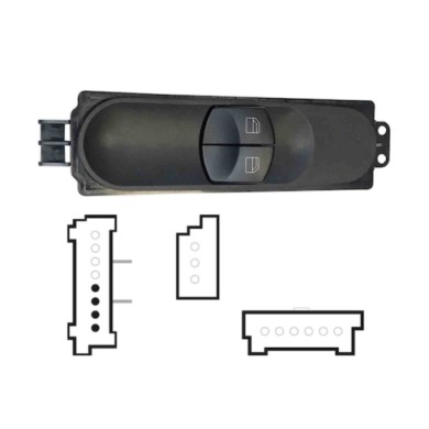 SMB105.JPG Pulsantiera Alzacristalli Porta Anteriore Sx Retrovisori Manuali 2 Interruttori 4 Pin Mercedes Sprinter Dal 05/2009