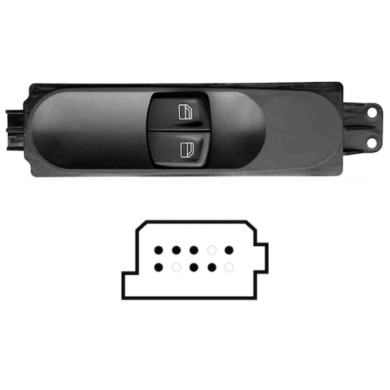 SMB121.JPG Pulsantiera Azacristalli Porta Anteriore Sx Retrovisori Manuali 2 Interruttori 7 Pin Mercedes Viano W639 Dal 03/2004 