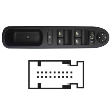 SPG100.JPG Pulsantiera Alzacristalli Porta Anteriore Sx Peugeot 207 Dal 02/2006 Al 11/2012