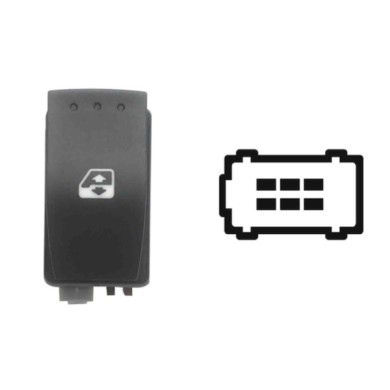 SRN102.JPG Interruttore Alzacristalli Porta Anteriore Sx dx 6 Pin Connettore Marrone Renault Master Dal 12/2003 Al 01/2006