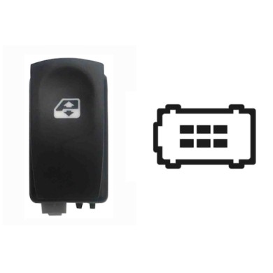 SRN107.JPG Interruttore Alzacristalli Porta Anteriore Dx Porta Posteriore Sx dx 6 Pin Connettore Nero Renault Clio Iii 10/2005-0