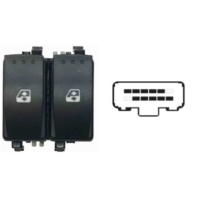 SRN111.JPG Blocco Comandi Alzacristalli Anteriori Sx 10 Pin Renault Laguna Ii Dal 03/2001 Al 07/2007