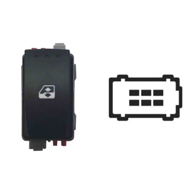 SRN115.JPG Interruttore Alzacristalli Porta Anteriore Sx 6 Pin Connettore Rosso Renault Mascott Dal 05/2007