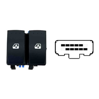 SRN120.JPG Blocco Comandi Alzacristalli Anteriori Porta Anteriore Sx 2 Interruttori 10 Pin Connettore Blu Renault Master 02/2010