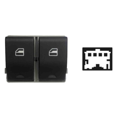 SVW109.JPG Blocco Comandi Alzacristalli Anteriori Porta Anteriore Sx Colore Nero/bianco 2 Interruttori 4 Pin Seat Cordoba 06/200