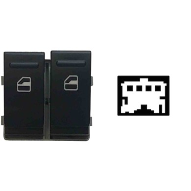 SVW113.JPG Blocco Comandi Alzacristalli Anteriori Porta Anteriore Sx Colore Nero/bianco 2 Interruttori 4 Pin Volkswagen Multivan