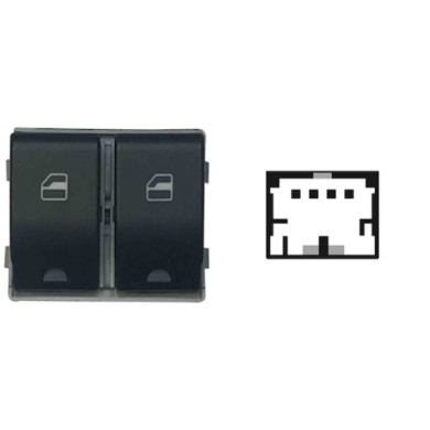 SVW118.JPG Blocco Comandi Alzacristalli Posteriori Porta Anteriore Sx Colore Nero/bianco 2 Interruttori 4 Pin Seat Cordoba 06/20