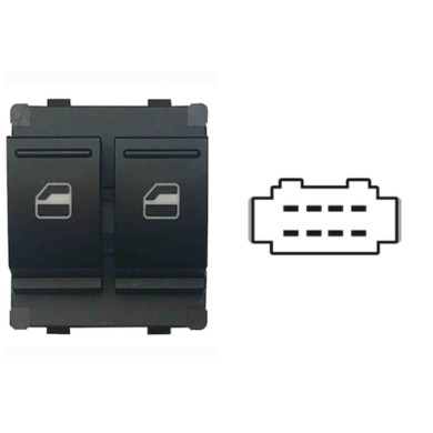 SVW121.JPG Blocco Comandi Alzacristalli Porta Anteriore Sx Colore Nero/bianco 2 Interruttori 8 Pin Volkswagen Up Dal 11/2016