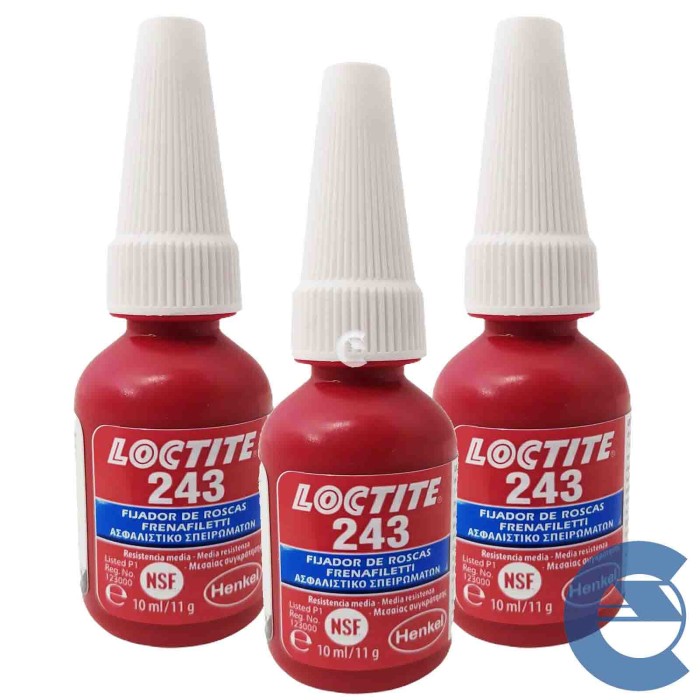 Loctite 243 Frenafiletti 3 Pezzi X 10ml Bloccante Assemblaggi A Media Resistenza