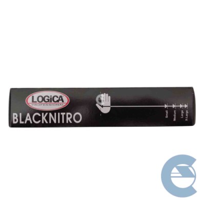 GUANTI-NERI-RETRO-LOGO.jpg Logica Guanti Professionali Monouso Nero In Nitrile Senza Polvere Taglia M 50 Pz