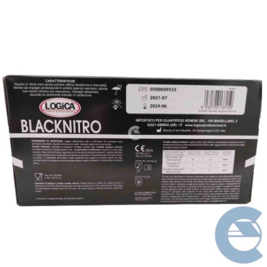 GUANTI-NERI-LATERALE-2-LOGO.jpg Logica Guanti Professionali Monouso Nero In Nitrile Senza Polvere Taglia M 50 Pz