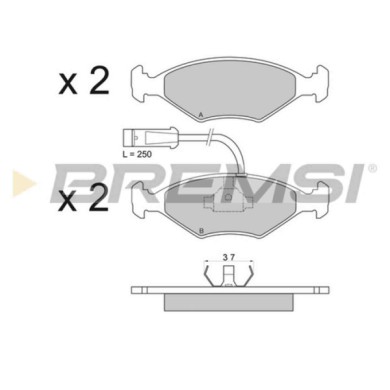 BP2589.JPG Kit Pastiglie Freno Anteriore Fiat Palio Weekend Siena Bp2589 9 947 917 Con Contatto Segnalazione Usura S.f. Ate Brem
