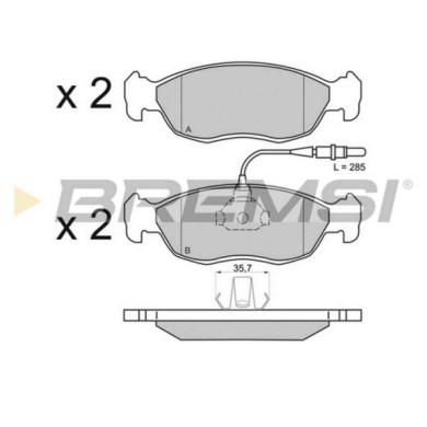 BP2595.JPG Kit Pastiglie Freno Anteriore Peugeot 205 Ii (20a/c) Bp2595 4251.03 Con Contatto Segnalazione Usura S.f. Ate Bremsi