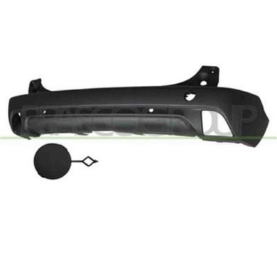 PG5001061_1.JPG Paraurti Posteriore Nero/goffrato Con Fori Pdc+supporti Per Peugeot 2008 Dal 2013 Al 2016