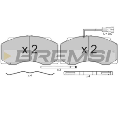 BP7306.JPG Kit Pastiglie Freno Anteriore Daf 55 55 Coupú 55 Station Wagon Bp7306 Con Contatto Segnalazione Usura S.f. Perrot Bre