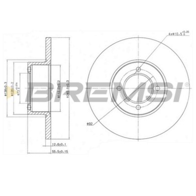 CD6054S.JPG Disco Freno Anteriore 92010700 Lotus Esprit S2 Pieno