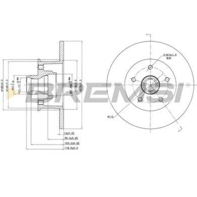 CD6057S.JPG Disco Freno Anteriore 92022000 Toyota Dyna Pianale Piatto/telaio (kd Ly Y2 U3 U4 U6 Pieno