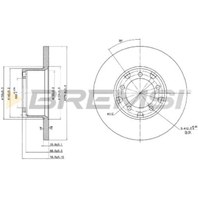 CD6095S.JPG Disco Freno Anteriore 93012400 Mercedes-benz T1 Autobus (b601) Pieno S.f. Perrot 4x44